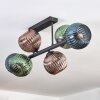 Koyoto ceiling light, globe light blue, green, coppery, 6-light sources