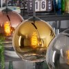 Koyoto hanging light, globe light, pendant light chrome, gold, clear, coppery, Smoke-coloured, 3-light sources
