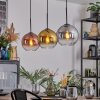 Koyoto hanging light, globe light, pendant light chrome, gold, clear, coppery, Smoke-coloured, 3-light sources