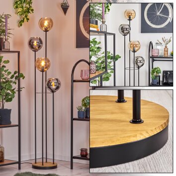 Koyoto floor lamp 30 cm Dark wood, black, 4-light sources