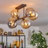 Gastor ceiling light, globe light Amber, Smoke-coloured, 6-light sources