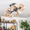Gastor ceiling light, globe light Amber, clear, 8-light sources