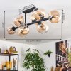 Gastor ceiling light, globe light Amber, clear, 8-light sources