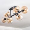 Gastor ceiling light, globe light Amber, clear, 8-light sources
