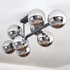 Gastor ceiling light, globe light chrome, Smoke-coloured, 8-light sources