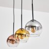 Koyoto hanging light, globe light, pendant light chrome, gold, clear, coppery, Smoke-coloured, 3-light sources
