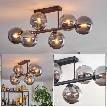 Gastor ceiling light, globe light Smoke-coloured, 6-light sources