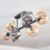 Gastor ceiling light, globe light Amber, clear, Smoke-coloured, 8-light sources