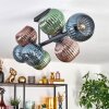 Koyoto ceiling light, globe light blue, green, coppery, 8-light sources
