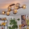 Gastor ceiling light, globe light Amber, Smoke-coloured, 10-light sources
