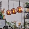 Koyoto hanging light, globe light, pendant light coppery, 3-light sources