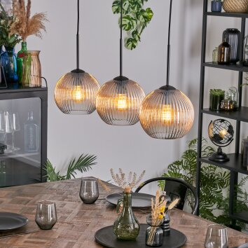 Koyoto hanging light, globe light, pendant light Amber, clear, 3-light sources