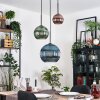 Koyoto hanging light, globe light, pendant light 30 cm blue, green, coppery, 3-light sources