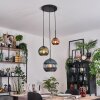 Koyoto hanging light, globe light, pendant light 30 cm blue, green, coppery, 3-light sources