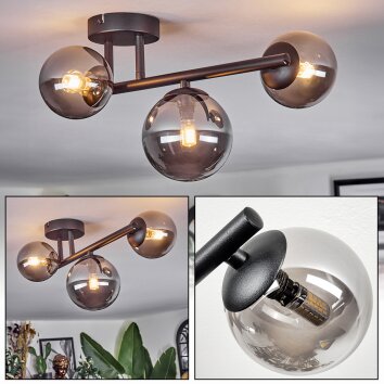 Chehalis ceiling light, globe light Smoke-coloured, 3-light sources