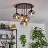 Gastor ceiling light, globe light 45 cm clear, Smoke-coloured, 5-light sources