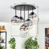 Gastor ceiling light, globe light 45 cm clear, Smoke-coloured, 5-light sources