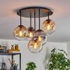 Gastor ceiling light, globe light 45 cm Amber, clear, Smoke-coloured, 5-light sources