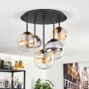 Gastor ceiling light, globe light 45 cm Amber, clear, Smoke-coloured, 5-light sources