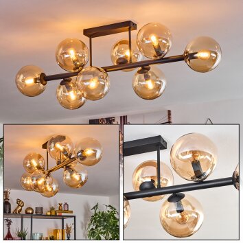 Gastor ceiling light, globe light Amber, 8-light sources