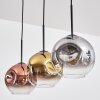 Ripoll hanging light, globe light, pendant light gold, clear, coppery, Smoke-coloured, 3-light sources