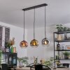 Ripoll hanging light, globe light, pendant light gold, clear, coppery, Smoke-coloured, 3-light sources