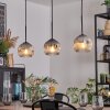 Ripoll hanging light, globe light, pendant light chrome, clear, Smoke-coloured, 3-light sources