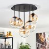 Gastor ceiling light, globe light 45 cm Amber, clear, 5-light sources