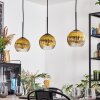 Koyoto hanging light, globe light, pendant light gold, clear, 3-light sources