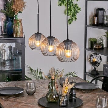 Koyoto hanging light, globe light, pendant light Amber, clear, 3-light sources