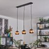 Koyoto hanging light, globe light, pendant light coppery, 3-light sources