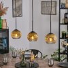 Koyoto hanging light, globe light, pendant light gold, clear, 3-light sources