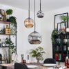 Ripoll hanging light, globe light, pendant light, Cluster pendant lamp Amber, chrome, Smoke-coloured, 3-light sources