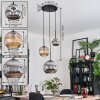 Ripoll hanging light, globe light, pendant light, Cluster pendant lamp Amber, chrome, Smoke-coloured, 3-light sources