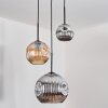 Ripoll hanging light, globe light, pendant light, Cluster pendant lamp Amber, chrome, Smoke-coloured, 3-light sources