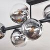 Gastor ceiling light, globe light chrome, clear, Smoke-coloured, 8-light sources