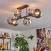 Gastor ceiling light, globe light chrome, clear, Smoke-coloured, 6-light sources
