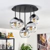 Koyoto ceiling light, globe light 45 cm clear, Smoke-coloured, 5-light sources