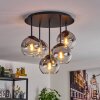 Koyoto ceiling light, globe light 45 cm clear, Smoke-coloured, 5-light sources