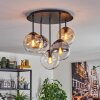 Gastor ceiling light, globe light 45 cm Amber, clear, Smoke-coloured, 5-light sources