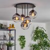 Gastor ceiling light, globe light 45 cm chrome, clear, Smoke-coloured, 5-light sources