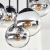 Gastor ceiling light, globe light 45 cm chrome, clear, Smoke-coloured, 5-light sources