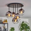 Gastor ceiling light, globe light 45 cm chrome, clear, Smoke-coloured, 5-light sources