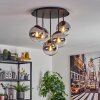 Gastor ceiling light, globe light 45 cm chrome, clear, Smoke-coloured, 5-light sources