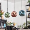Ripoll hanging light, globe light, pendant light blue, green, coppery, 3-light sources