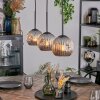 Ripoll hanging light, globe light, pendant light chrome, Smoke-coloured, 3-light sources