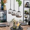 Ripoll hanging light, globe light, pendant light chrome, Smoke-coloured, 3-light sources