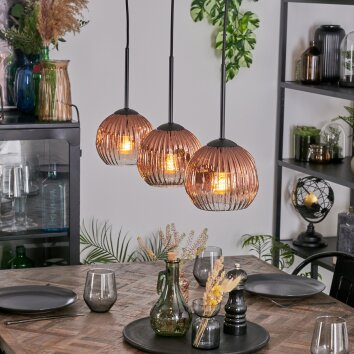 Ripoll hanging light, globe light, pendant light clear, coppery, 3-light sources