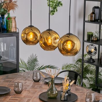 Ripoll hanging light, globe light, pendant light gold, 3-light sources