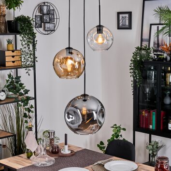 Ripoll hanging light, globe light, pendant light, Cluster pendant lamp Amber, clear, Smoke-coloured, 3-light sources